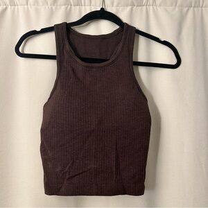 Lululemon Ebb to Street Cropped Racerback Tank Top in Espresso